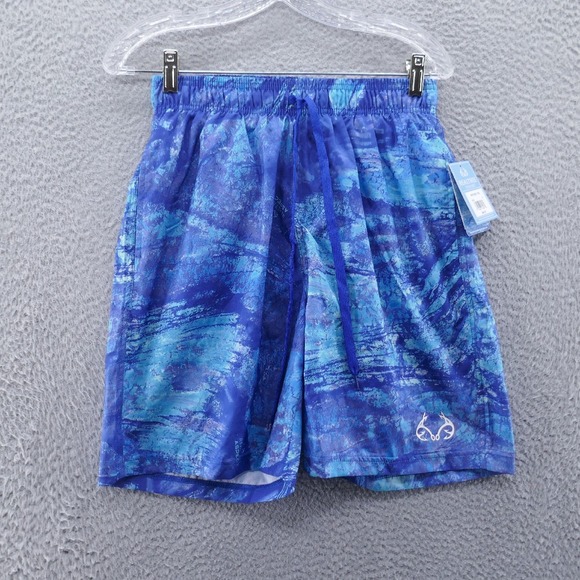 Realtree Fishing‎ Mens Ohana Swim Trunk Medium Blue UPF 50 Drawstring Lined NEW - Picture 1 of 16